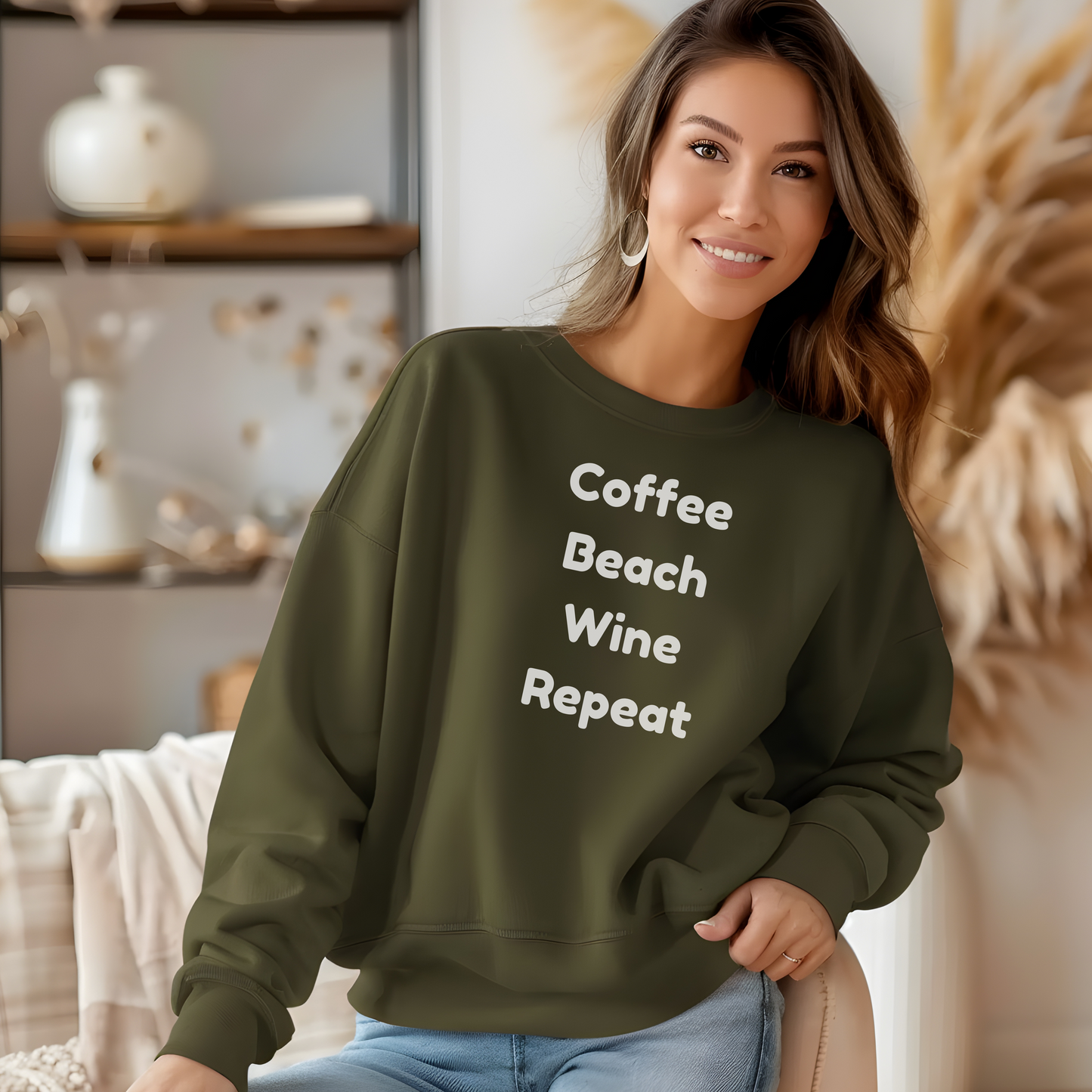 Coffee Beach Wine Repeat Crewneck