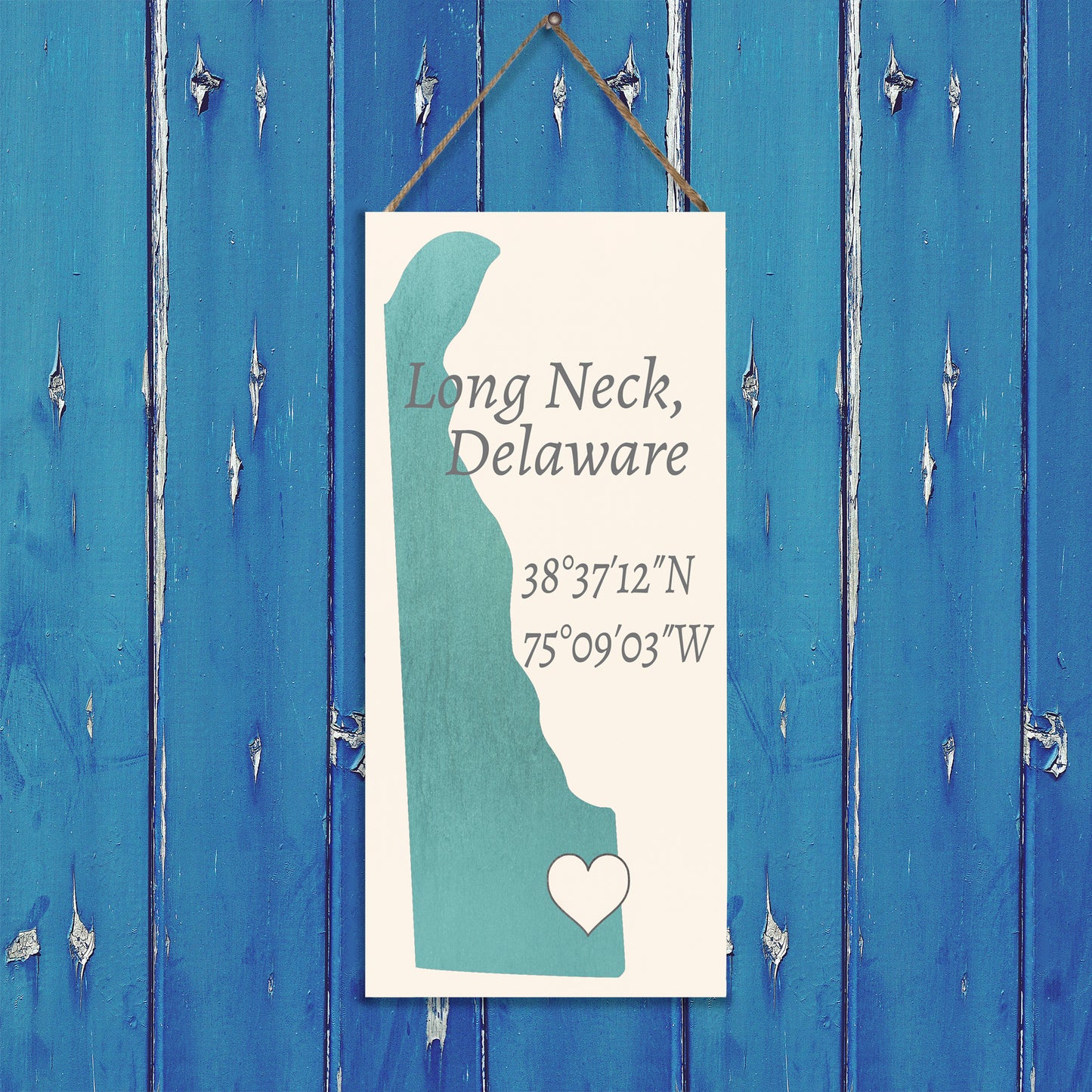 Long Neck, Delaware Wood Sign