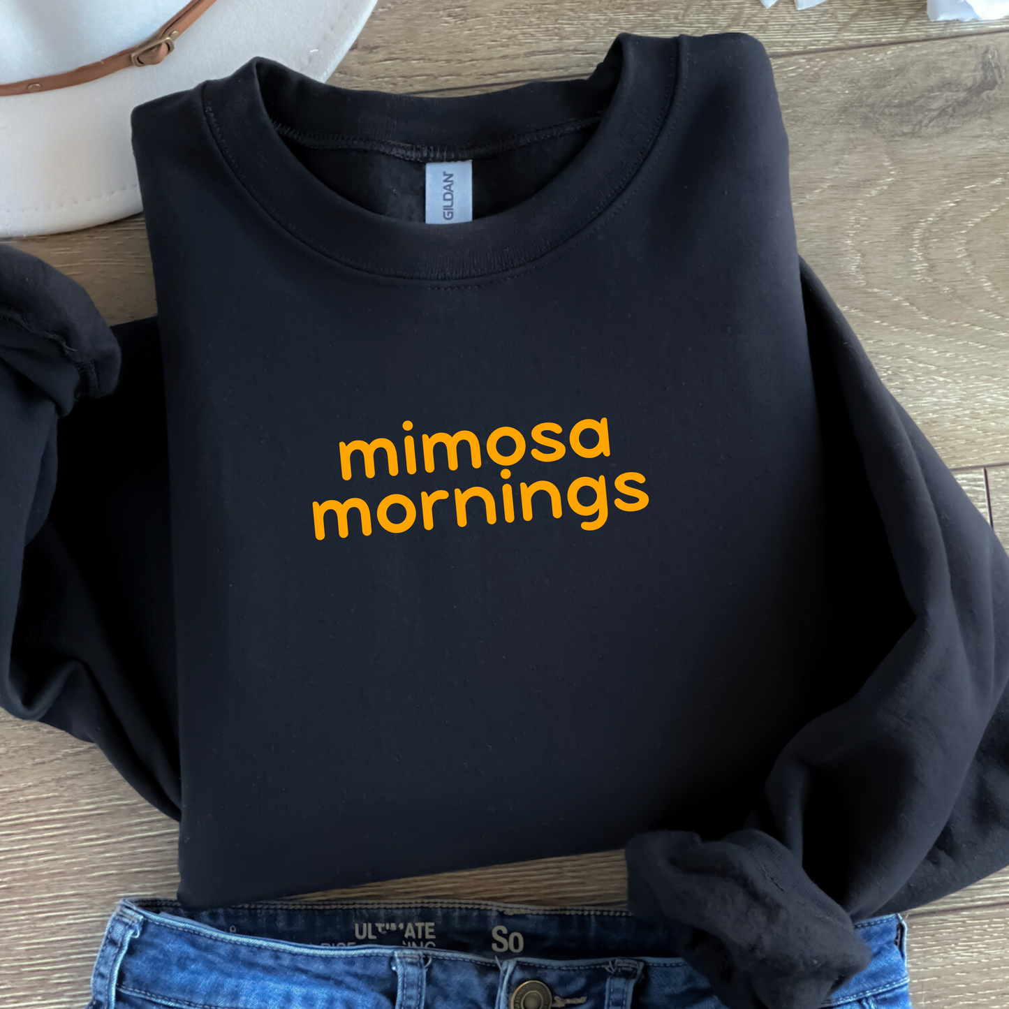 Mimosa Mornings Sweatshirt, Brunch Lover Gift, Cozy Spring Crewneck, Unisex, Cute and Trending