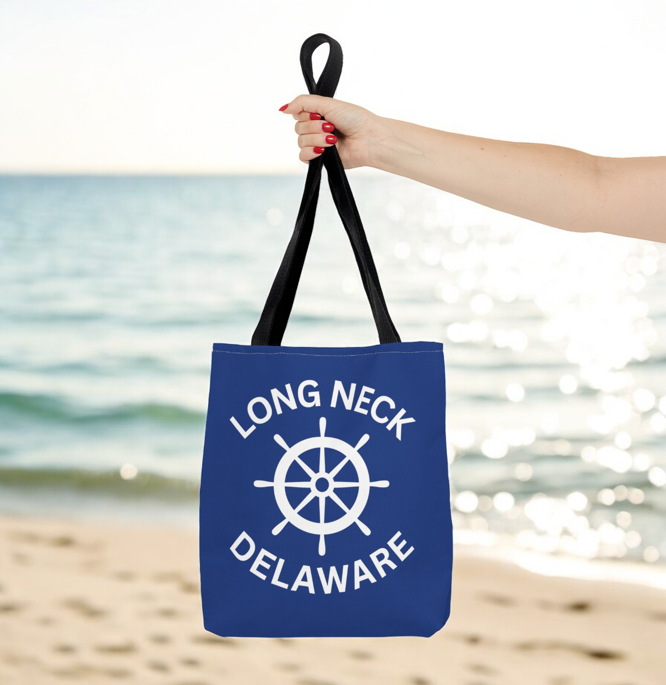 Navy Blue Nautical Tote Bag - Long Neck Delaware