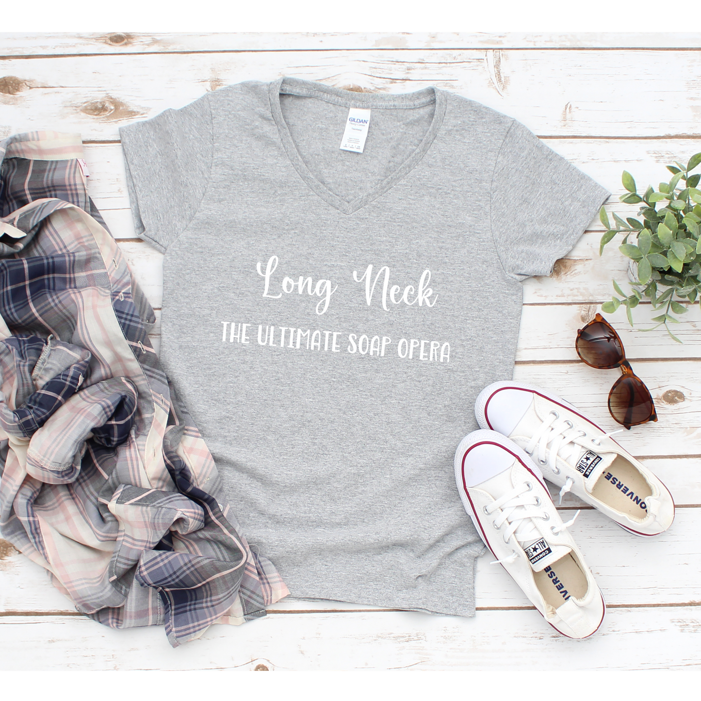Long Neck, Delaware T Shirt, The Ultimate Soap Opera - Ladies' V-Neck T-Shirt