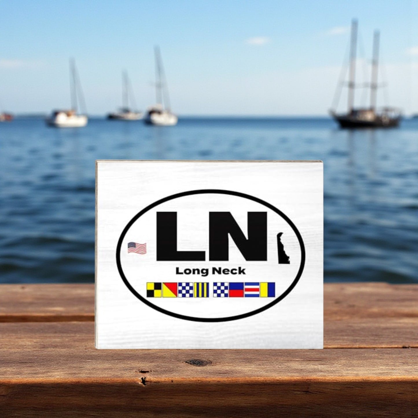 Long Neck Delaware Sign, Nautical Flags