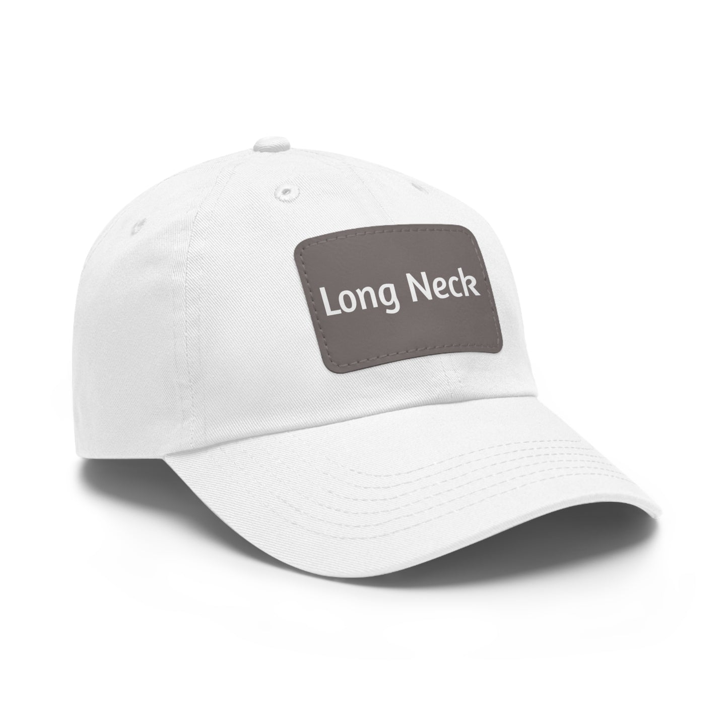 Long Neck Dad Hat with Leather Rectangle Leather Patch