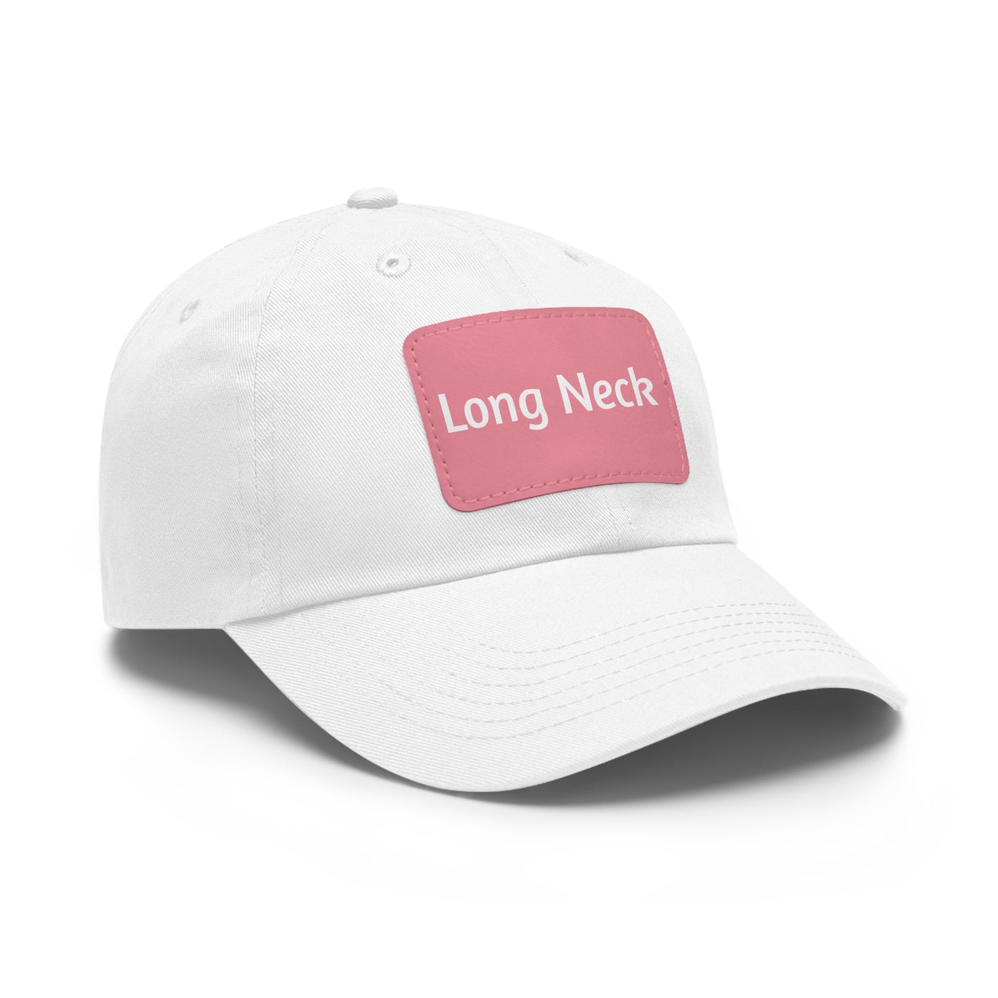 Long Neck Dad Hat with Leather Rectangle Leather Patch