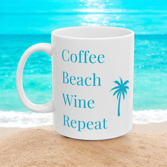 Coffee Beach Wine Repeat Mug