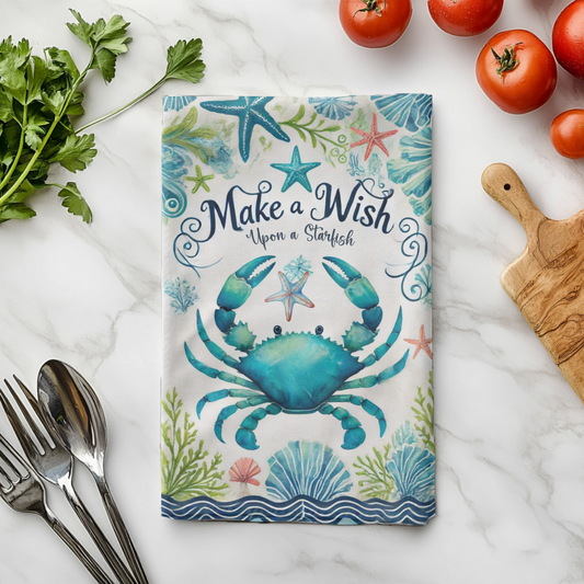 Crab and Starfish Tea Towel