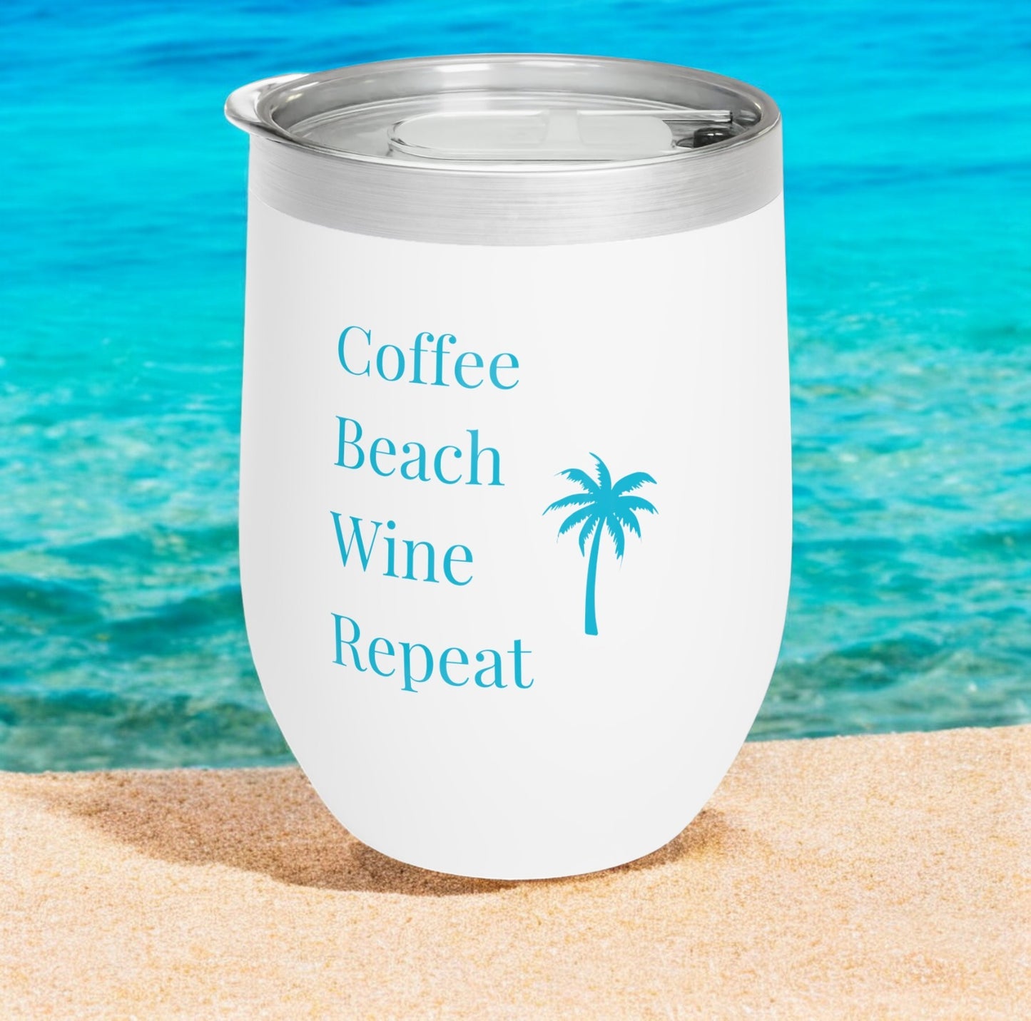 Coastal Wine Tumbler - Relaxing Sipware for Cozy Nights, Perfect Gift for Wine Lovers, Beach Vibes, Summer Parties, Girly Things