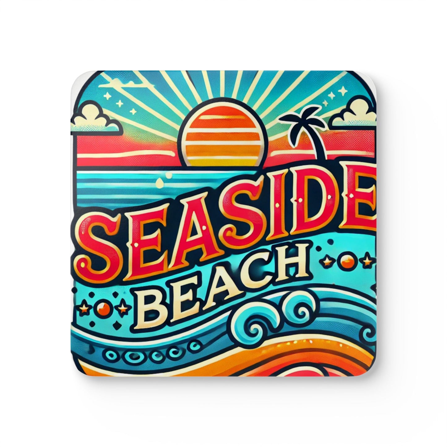 Seaside Beach Long Neck, Delaware Corkwood Coaster Set