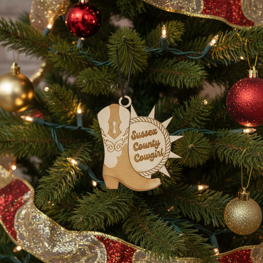 Sussex County Cowgirl Ornament - Laser-cut Christmas Ornament