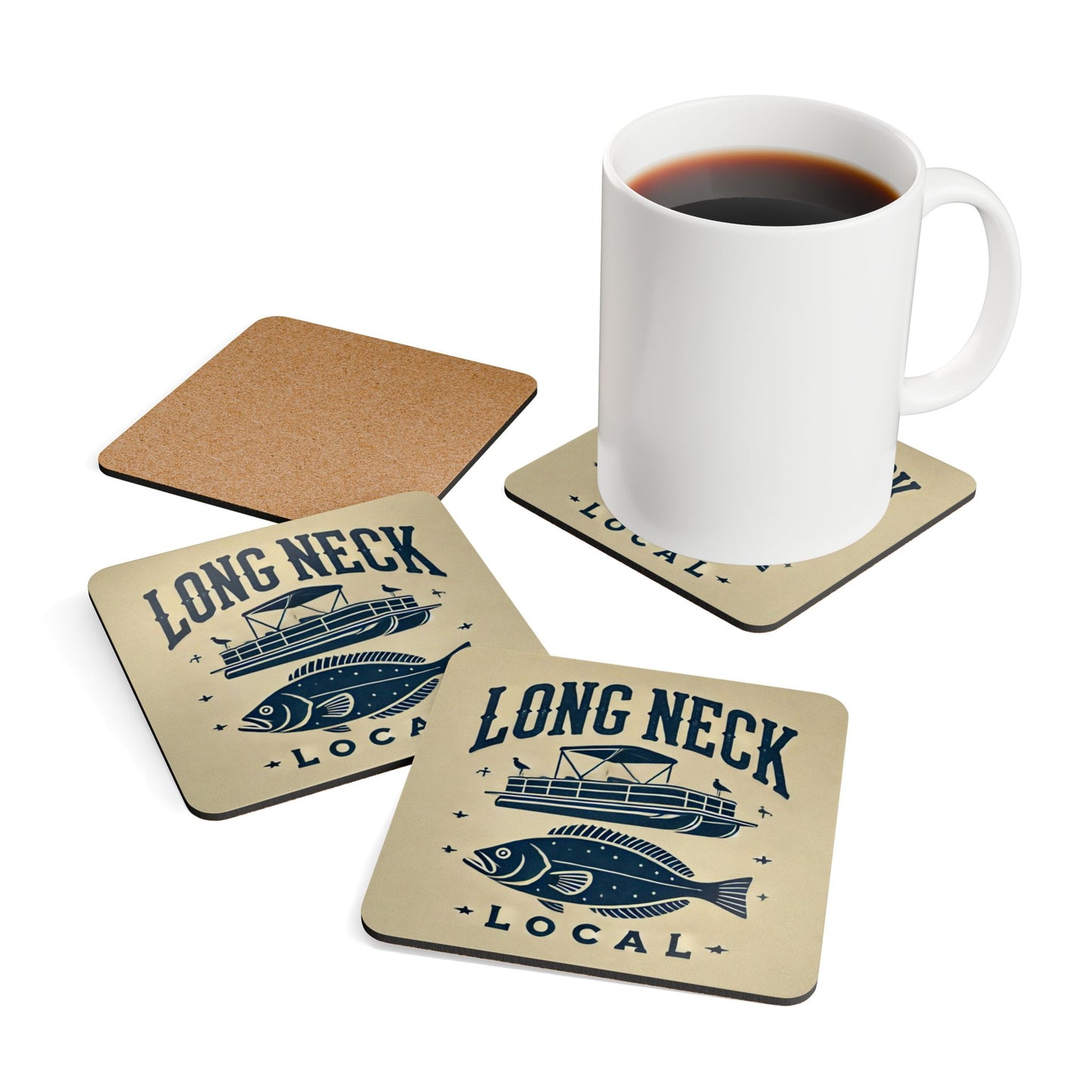 Long Neck Local Corkwood Coaster Set, 4 pieces