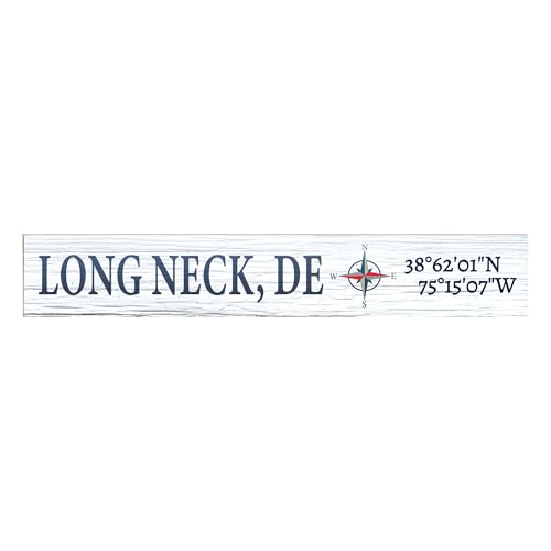 JennyGems Long Neck Delaware Gifts and Souvenirs, Delaware Sign, Compass Coordinates, Beach Decor, Tabletop, Made in USA