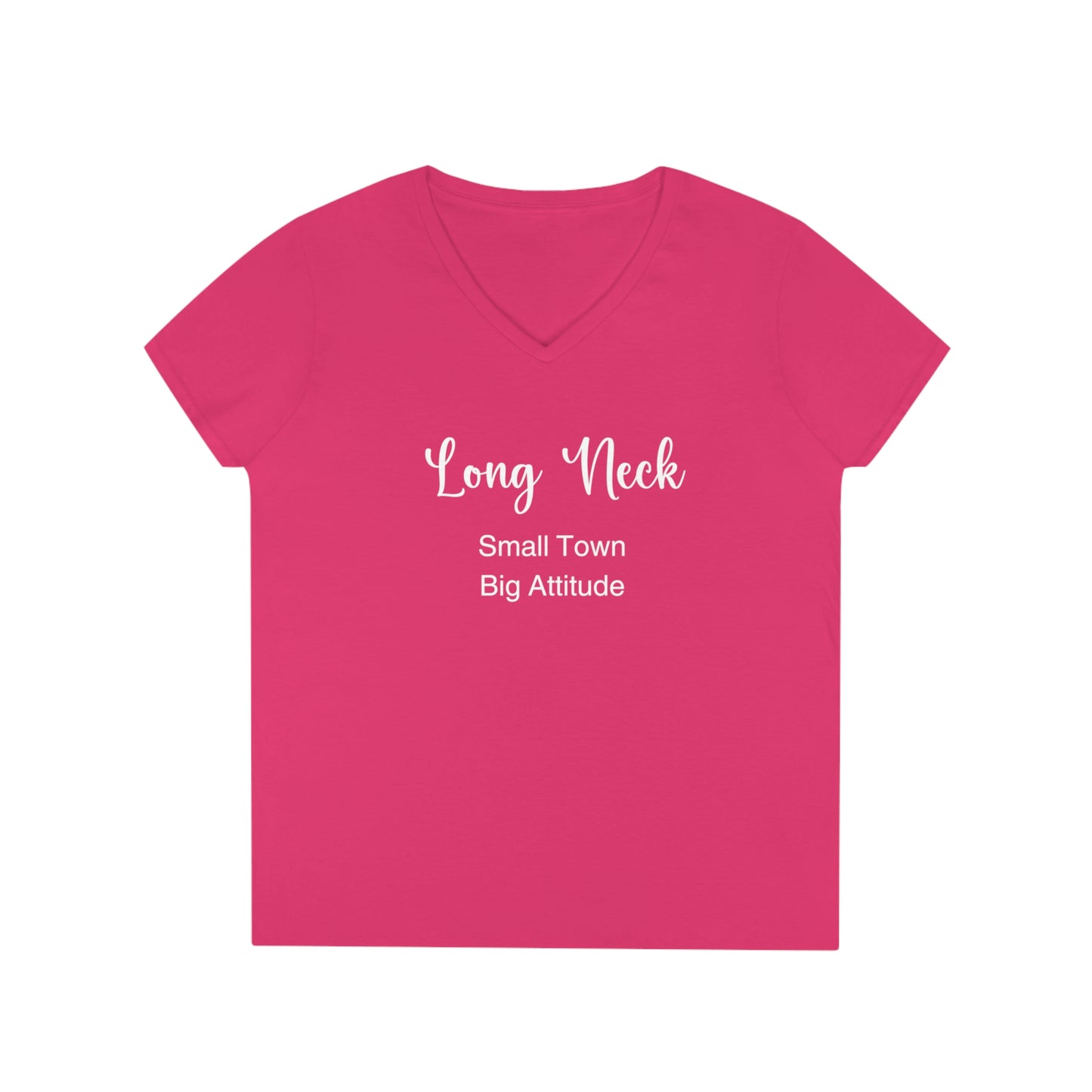 Long Neck, Delaware Ladies' V-Neck T-Shirt - Small Town, Big Attitude