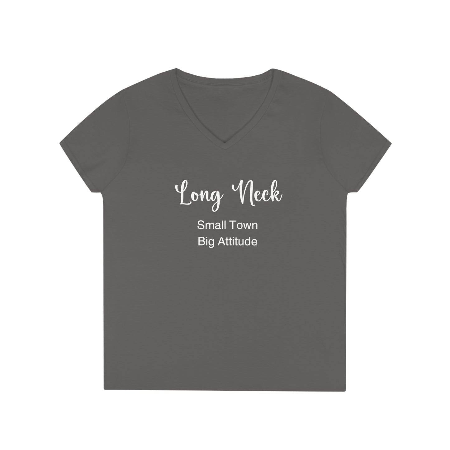 Long Neck, Delaware Ladies' V-Neck T-Shirt - Small Town, Big Attitude