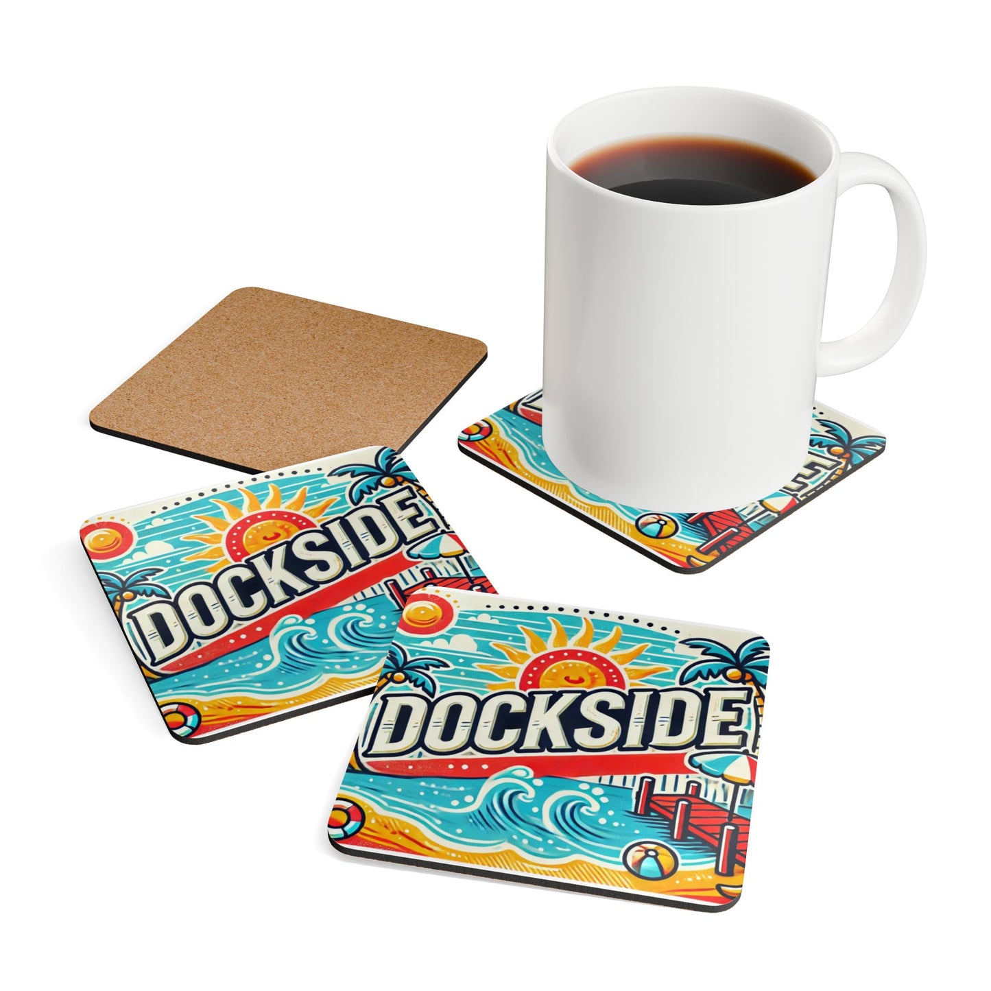 Dockside - Long Neck, Delaware - Corkwood Coaster Set