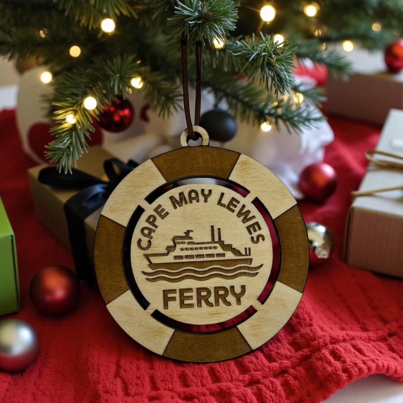 Cape May–Lewes Ferry Ornament - Laser-cut Christmas Ornament