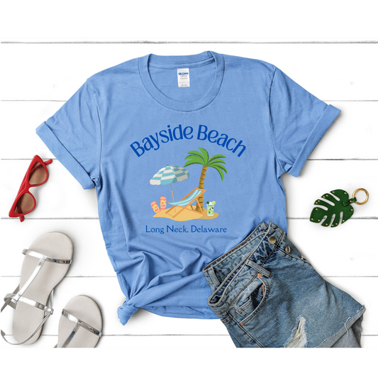 Bayside Beach - Long Neck, Delaware Tee Shirt for Adults, Unisex