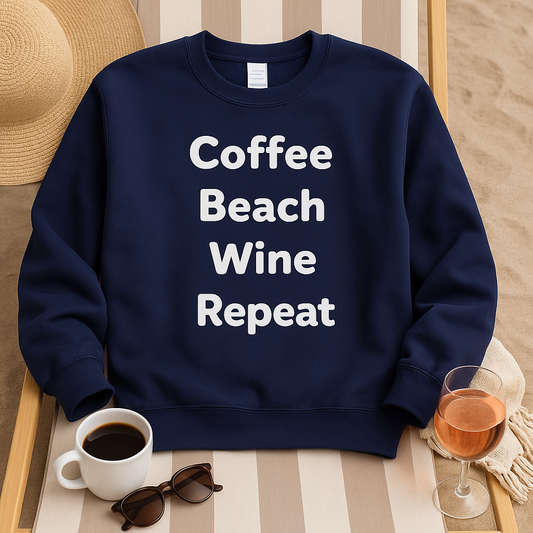 Coffee Beach Wine Repeat Crewneck