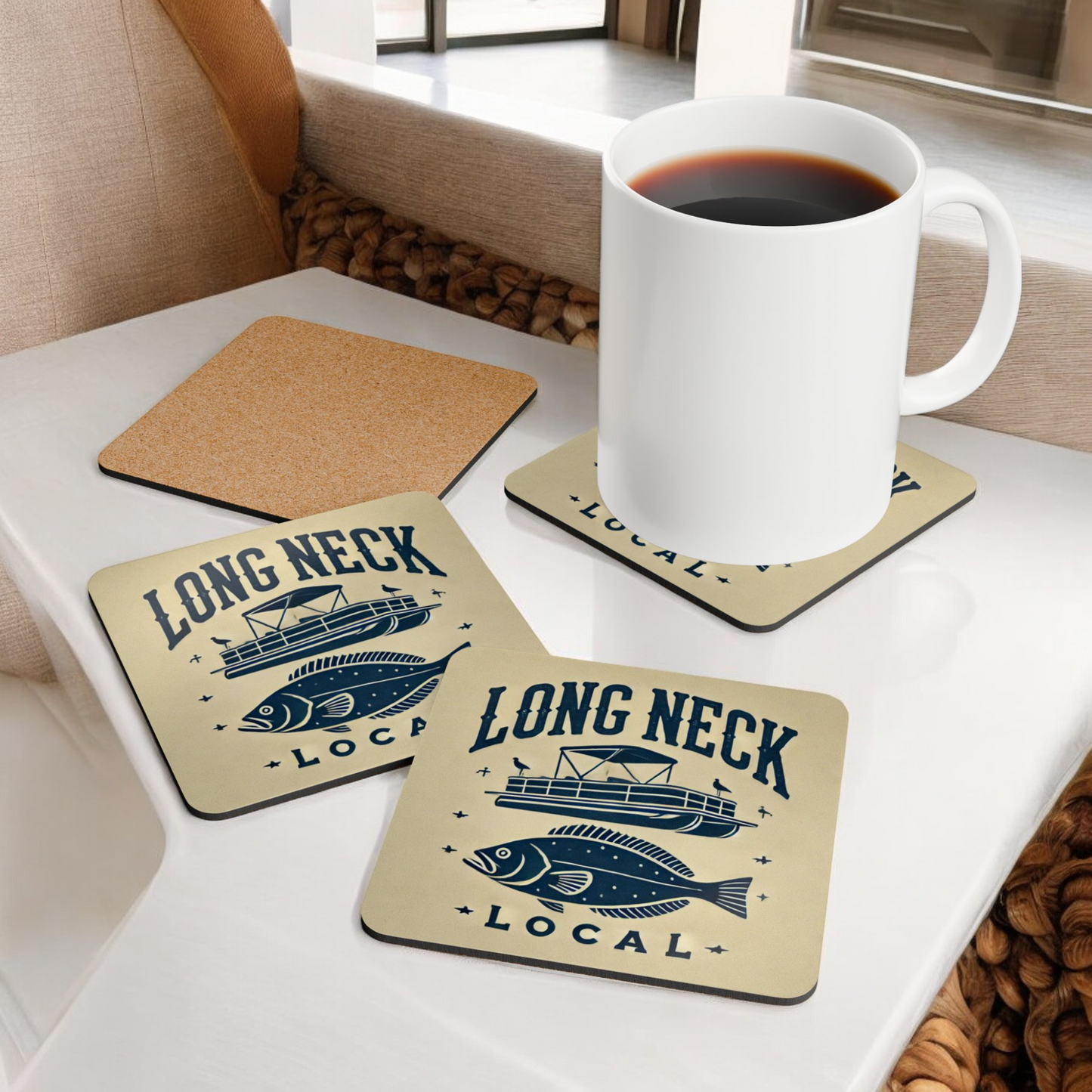 Long Neck Local Corkwood Coaster Set, 4 pieces