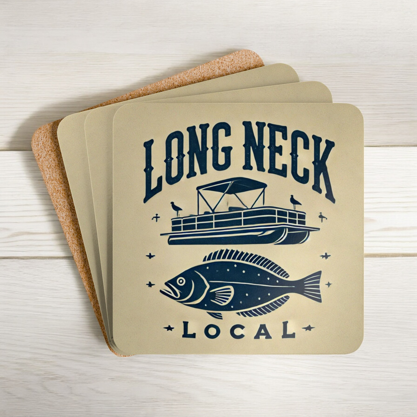 Long Neck Local Corkwood Coaster Set, 4 pieces