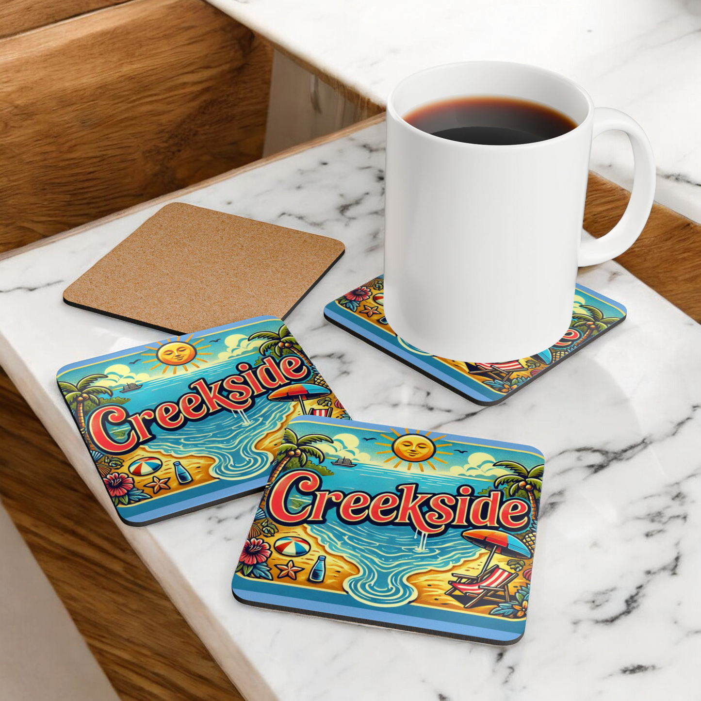 Creekside - Long Neck, Delaware Corkwood Coaster Set