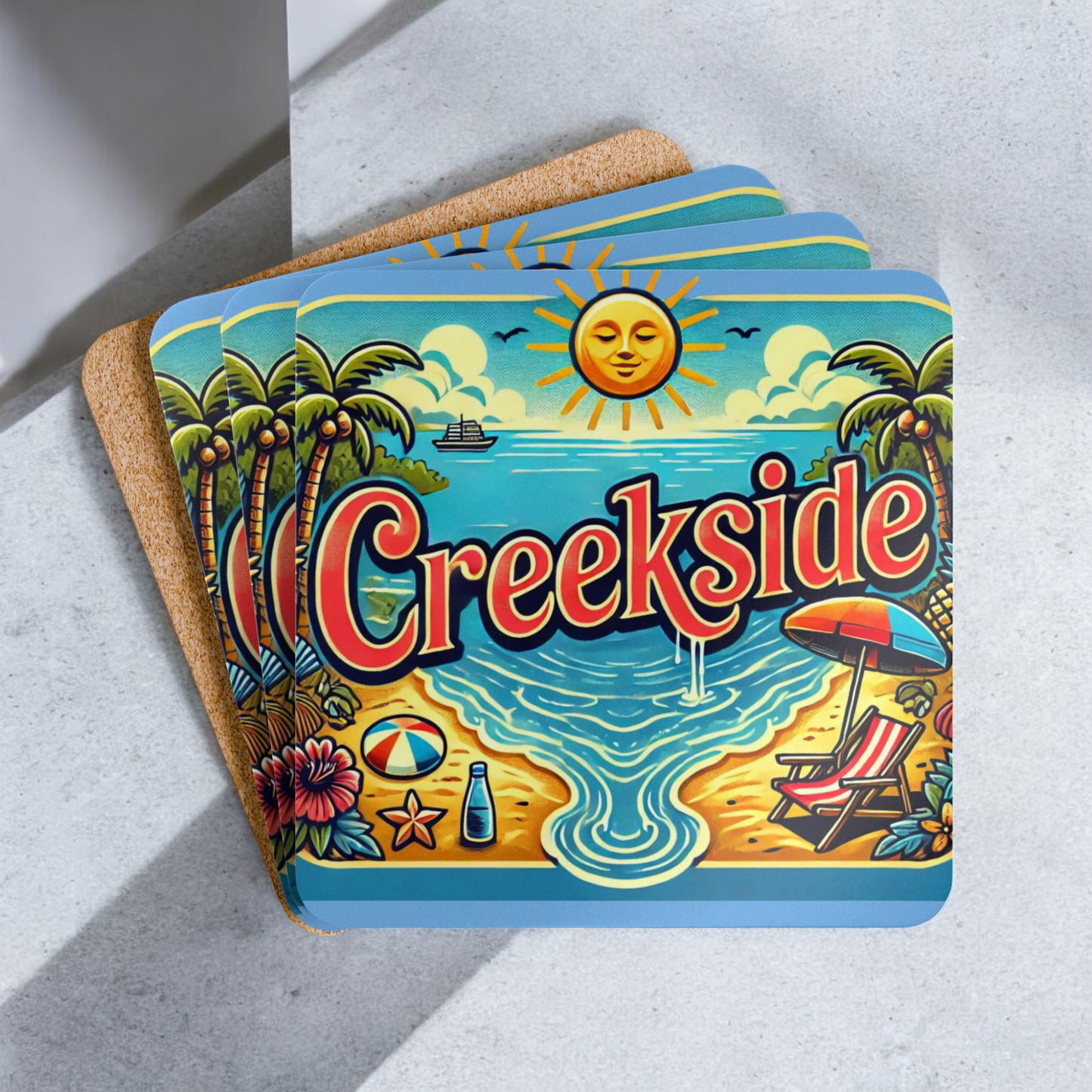 Creekside - Long Neck, Delaware Corkwood Coaster Set