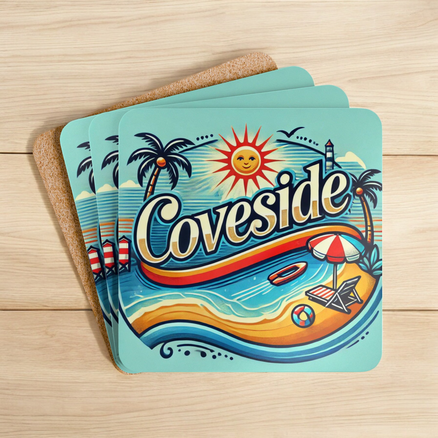 Coveside - Long Neck, Delaware Corkwood Coaster Set