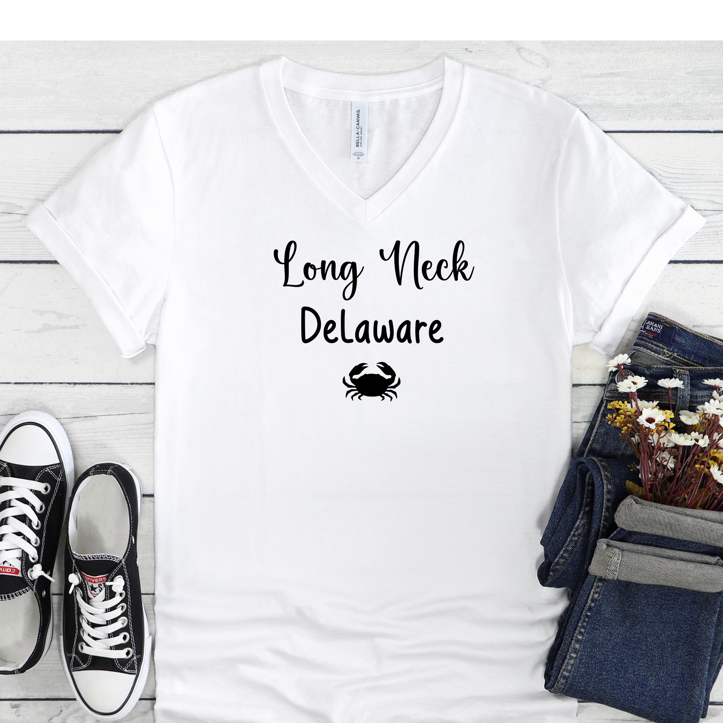 Long Neck Delaware V-Neck Tee, Unisex