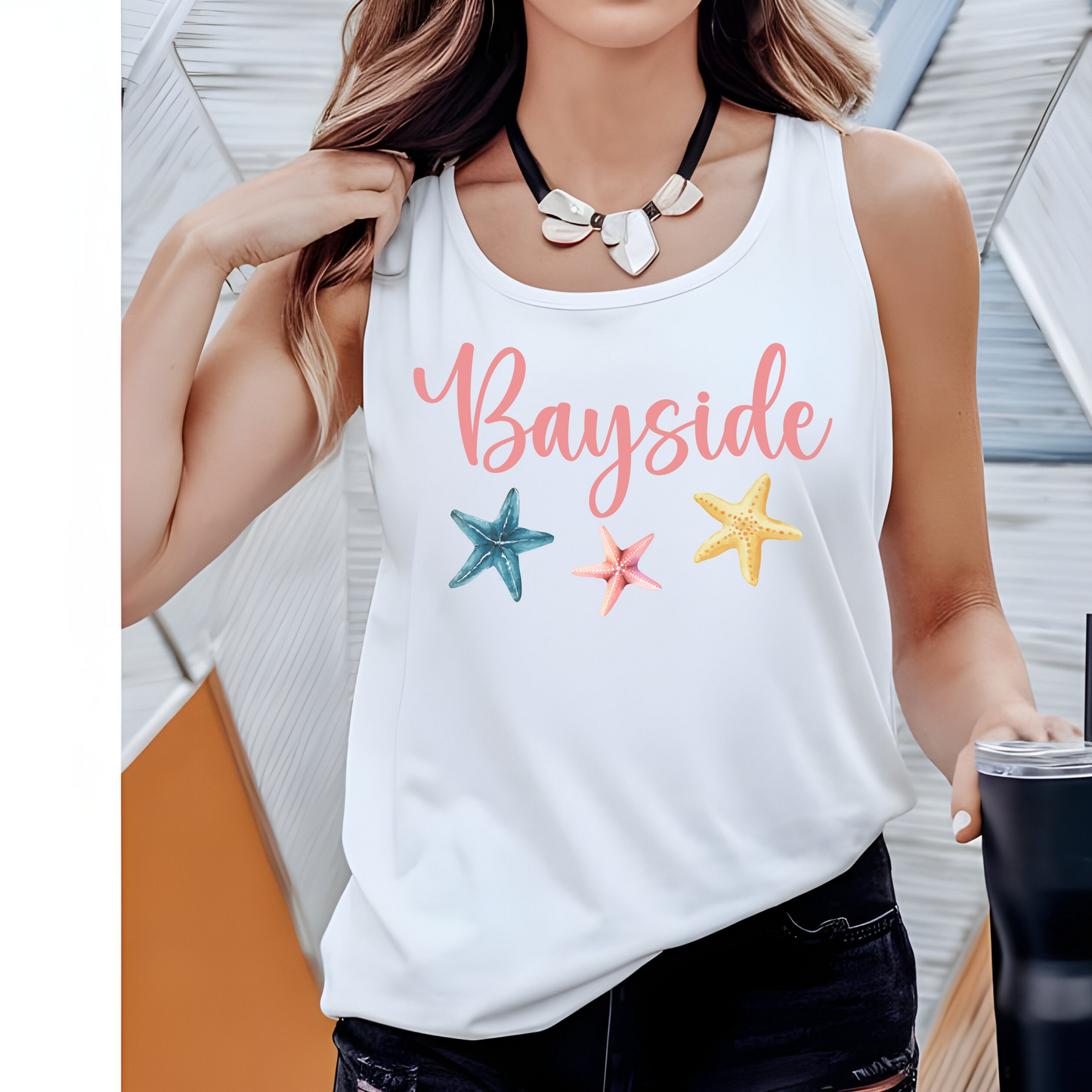 Bayside Starfish Unisex Tank Top - Summer Beach Vibes