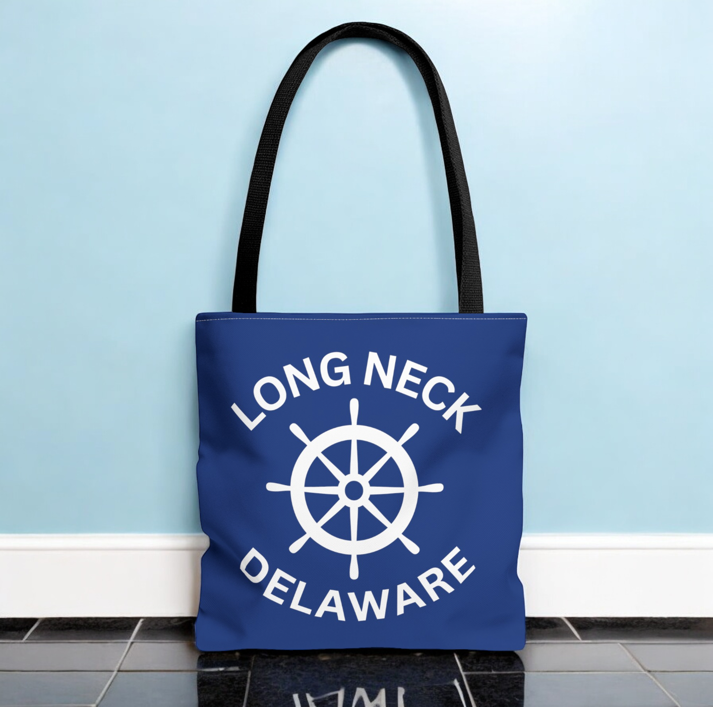 Navy Blue Nautical Tote Bag - Long Neck Delaware