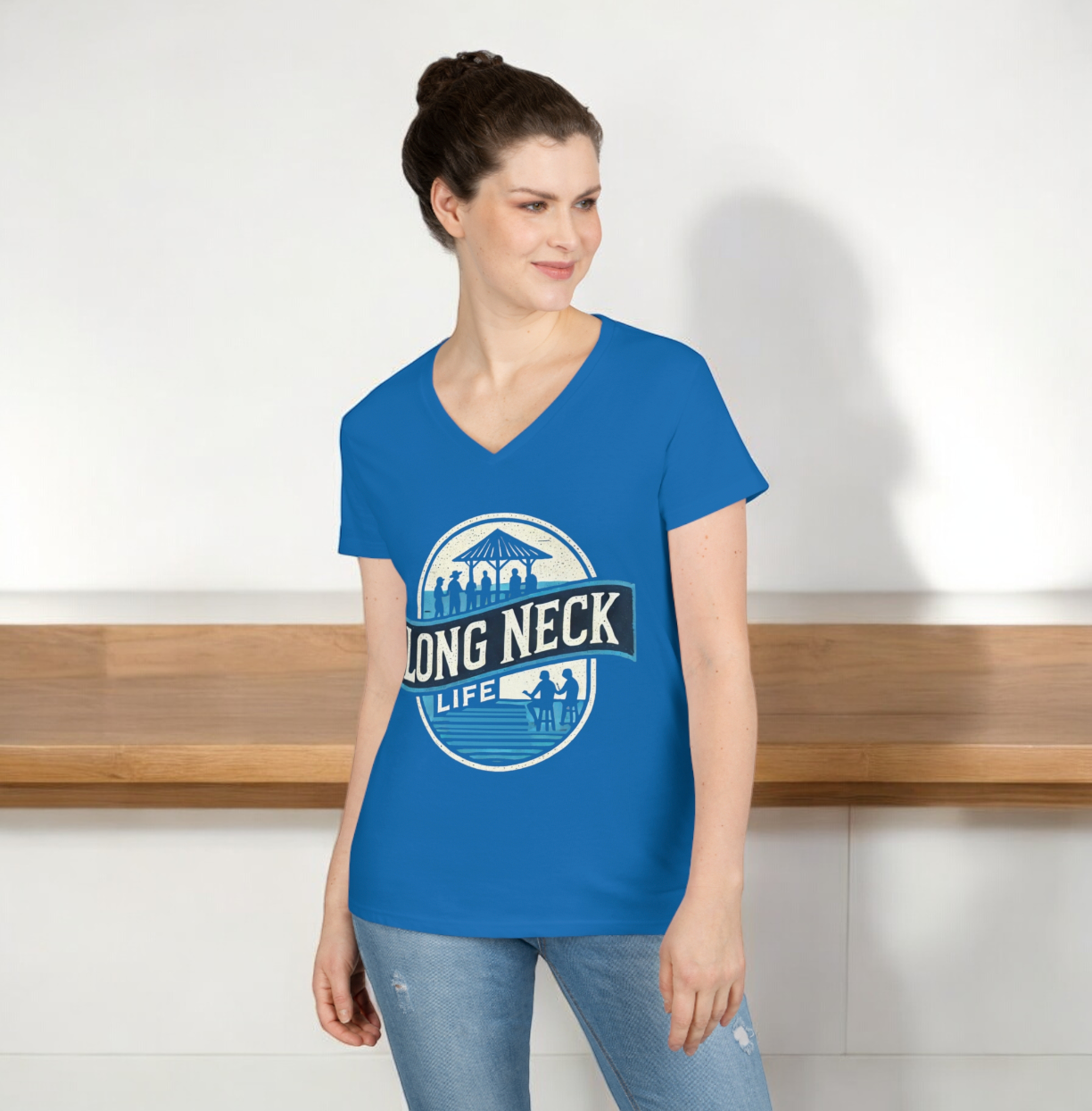 Long Neck Life Ladies' V-Neck T-Shirt