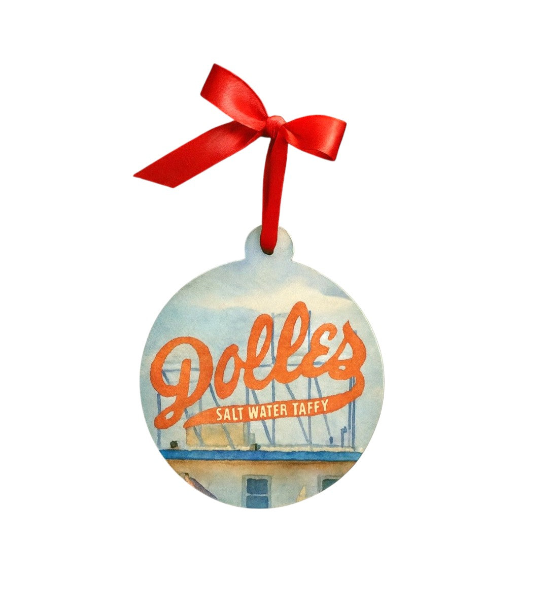 Dolles Rehoboth Beach Christmas Ornament – Round PVC Holiday Keepsake – Delaware Beach Landmark Ornament – Coastal Gift