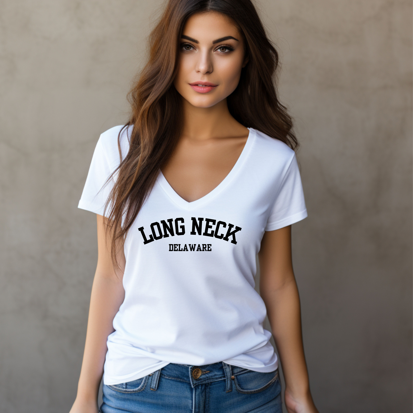 Long Neck, Delaware Ladies' V-Neck T-Shirt