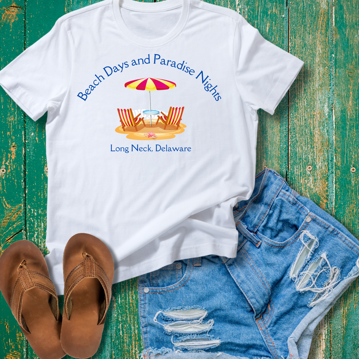 Beach Days and Paradise Nights Long Neck, Delaware Tshirt, Unisex