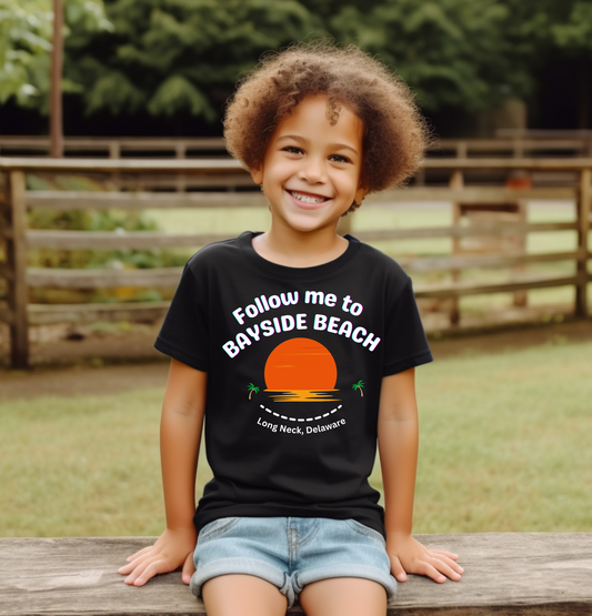 Follow Me to Bayside Beach in Long Neck, Delaware Tee Shirt, Kids