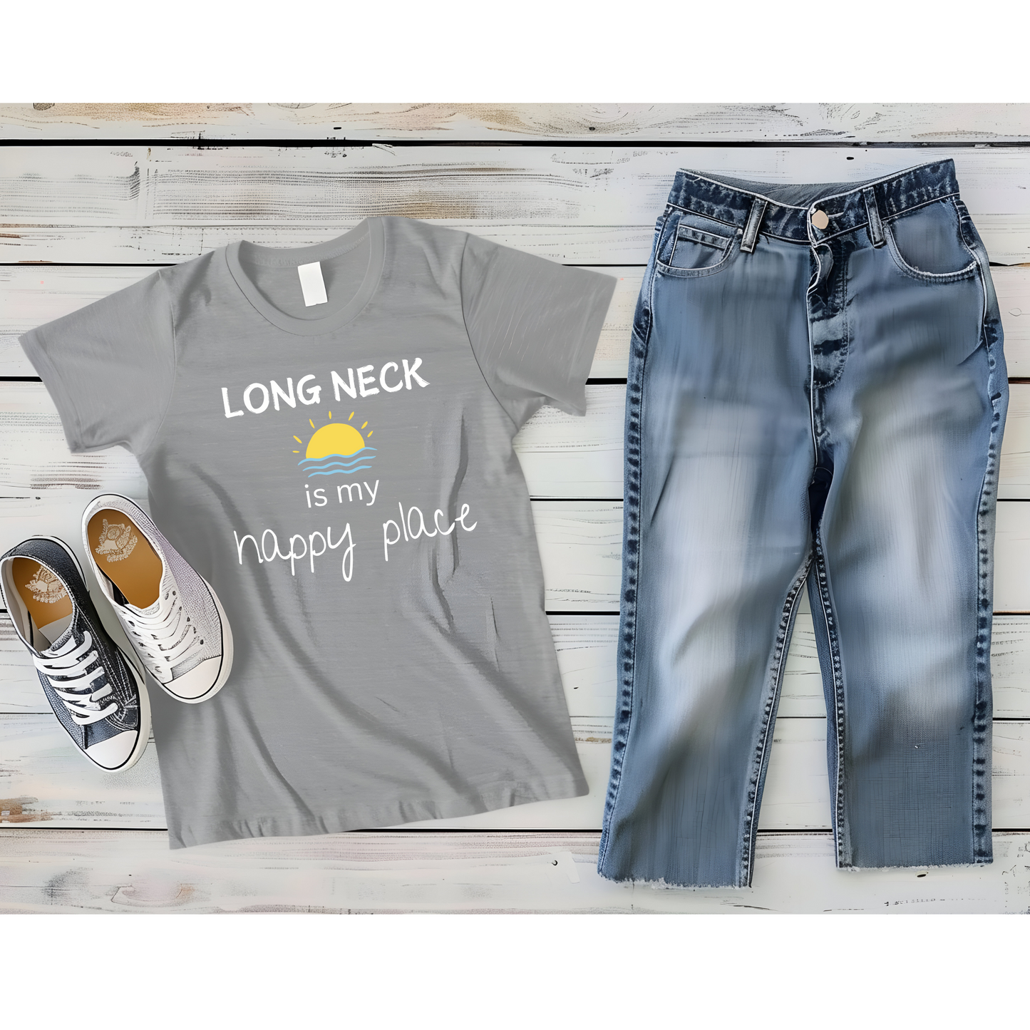 Long Neck, Delaware is my Happy Place Tshirt, Unisex