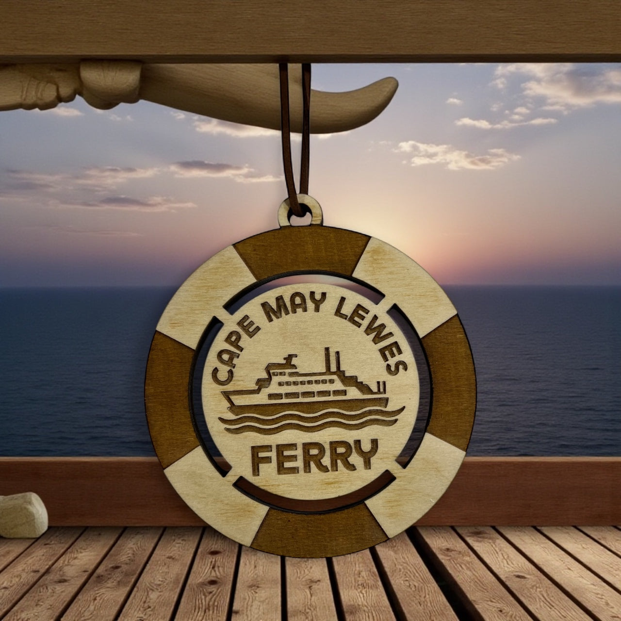 Cape May–Lewes Ferry Ornament - Laser-cut Christmas Ornament
