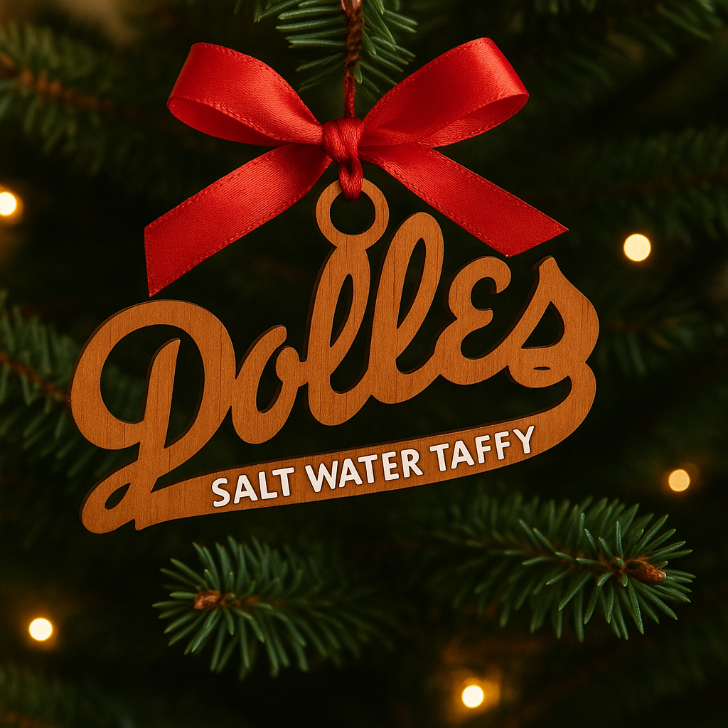 Dolles Rehoboth Beach Christmas Ornament – Wooden Laser Cut Holiday Keepsake – Delaware Beach Landmark Ornament – Coastal Gift