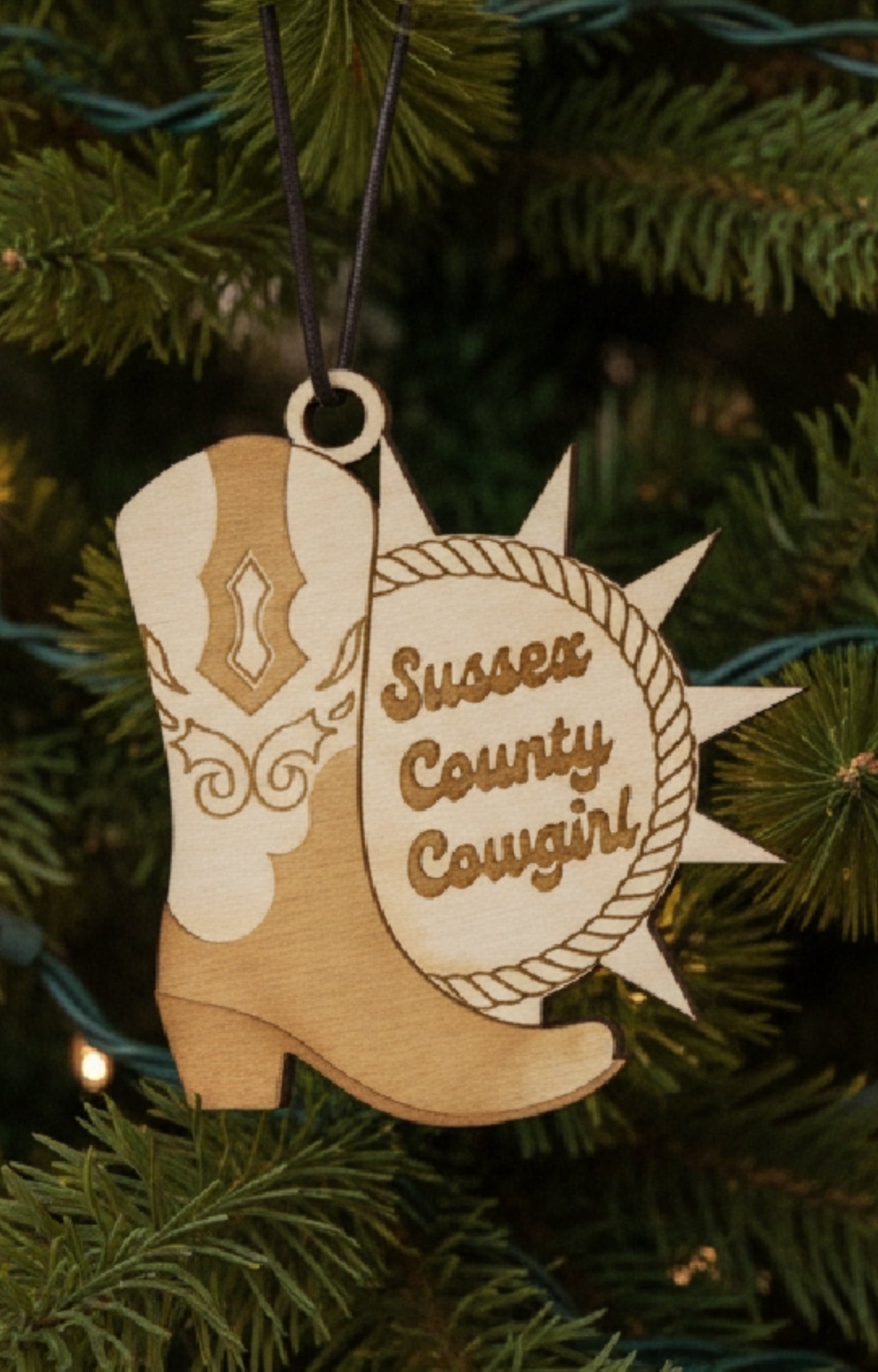 Sussex County Cowgirl Ornament - Laser-cut Christmas Ornament