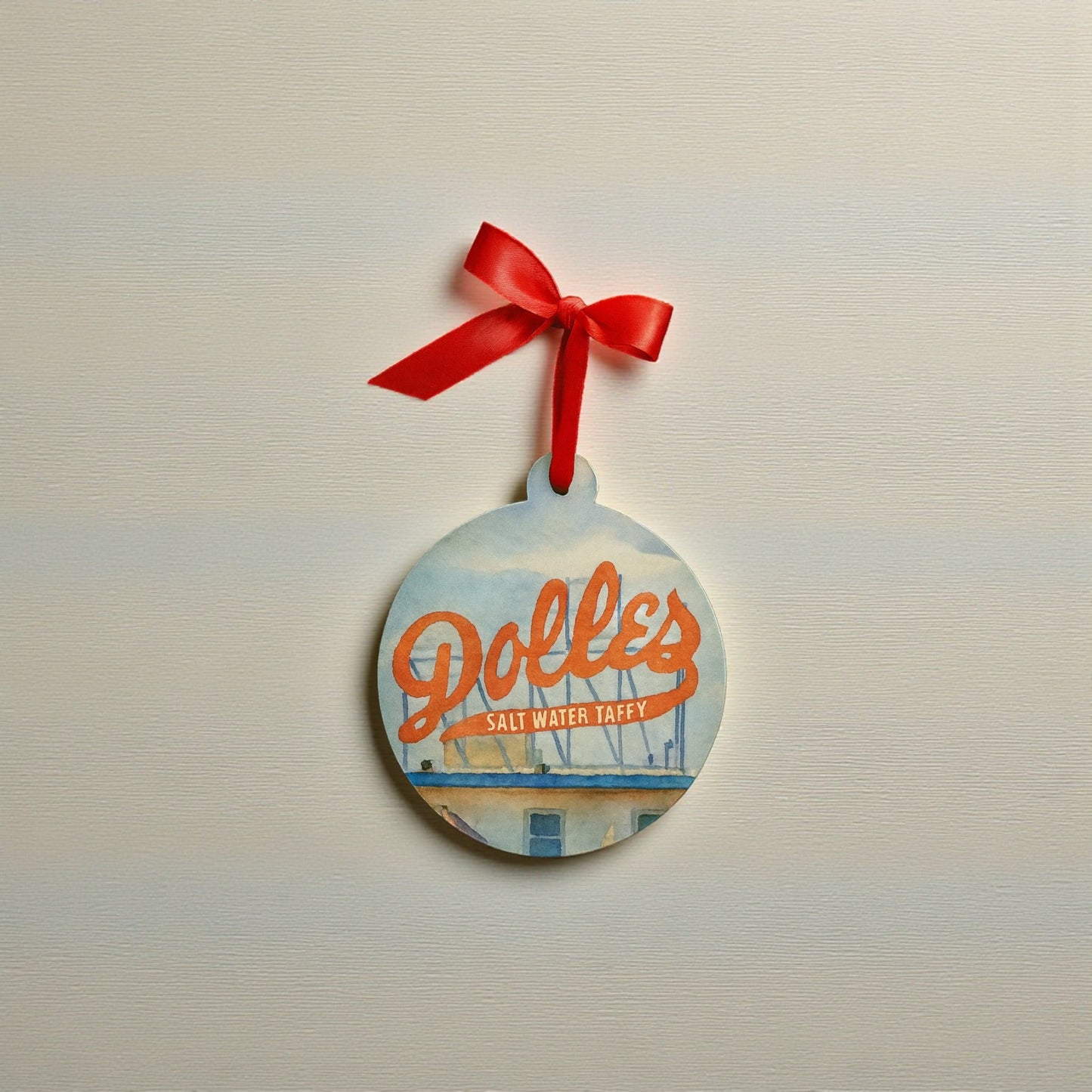 Dolles Rehoboth Beach Christmas Ornament – Round PVC Holiday Keepsake – Delaware Beach Landmark Ornament – Coastal Gift