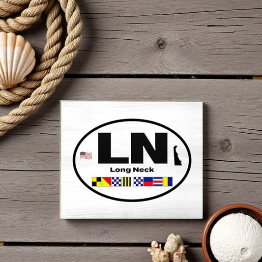 Long Neck Delaware Sign, Nautical Flags
